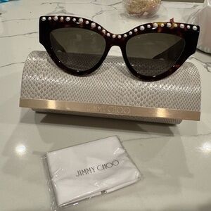 Jimmy Choo Brown Sunglasses with Pearl Details